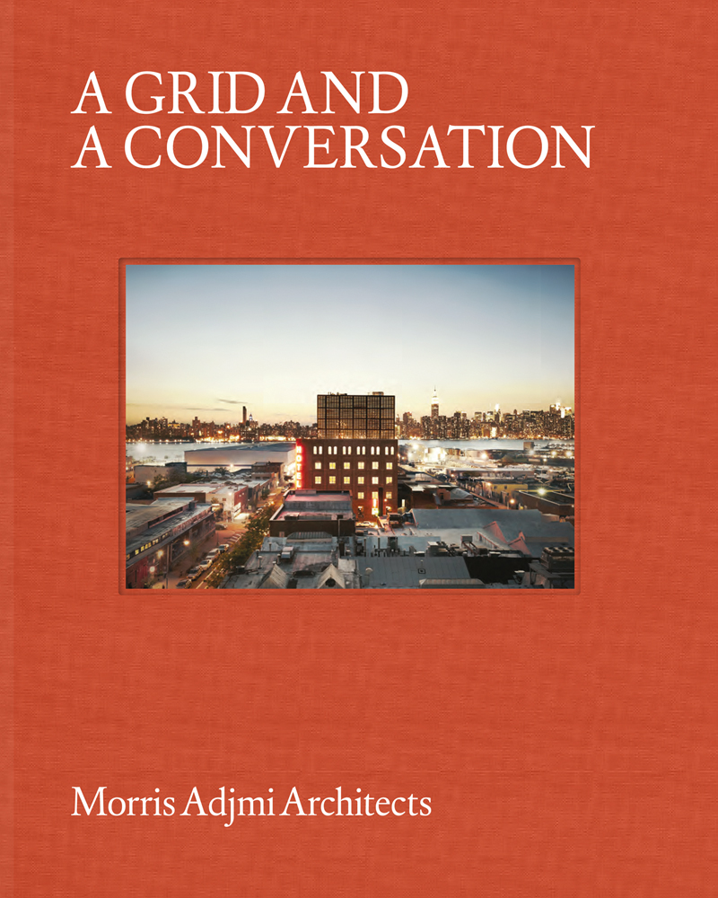 Book cover of A Grid and a Conversation, featuring the New York City skyline with architectural buildings in foreground. Published by Images Publishing.