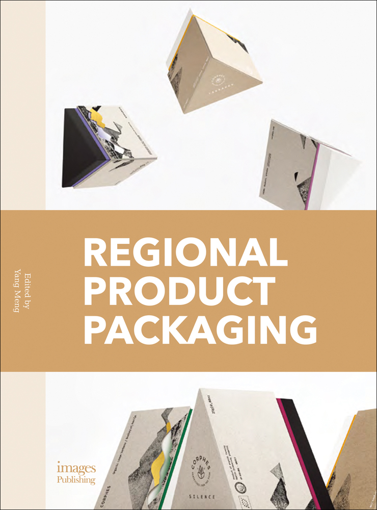 3 triangular boxes on white cover, Regional Product Packaging in white font on beige banner to centre