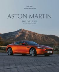 Book cover of Aston Martin: The DB Label: From the DB2 to the DBX, featuring an orange Aston Martin Virage Coupé, with mountain-scape behind. Published by Images Publishing.