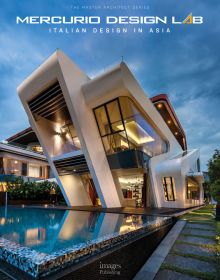 Book cover of Mercurio Design Lab: Italian Design in Asia, featuring a luxury residential building 'Villa Vento', with a swimming pool. Published by Images Publishing.