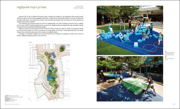 Book cover of Pocket Park Design, featuring a green space with brightly colored seating areas. Published by Images Publishing.