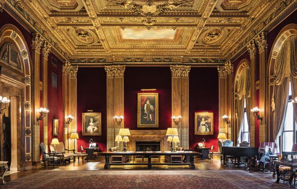 Book cover of An American Renaissance: Beaux-Arts Architecture in New York City, with low angled shot of interior ceiling dome with white and gold plaster. Published by Images Publishing.