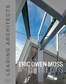 Book cover of Eric Owen Moss: Leading Architects, featuring a building with a glass roof. Published by Images Publishing.