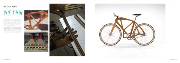 Book cover of The Wooden Bicycle: Around the World, featuring a racing bike made of wood. Published by Images Publishing.