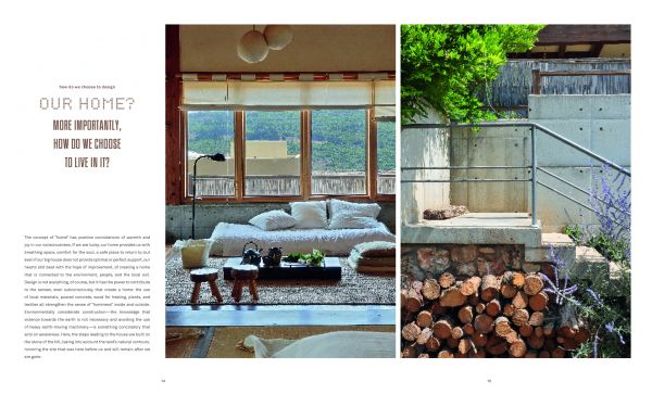 Book cover of Homes With Soul : Designing with Heart, with a wooden rocking chair on woven rug, cream walls and soft sofa. Published by Images Publishing.