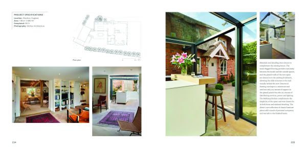 Book cover of British + Irish Modern: New Houses and Old Houses Made New with a large open door to interior, low table with purple alliums in vase, hanging light fittings. Published by Images Publishing.