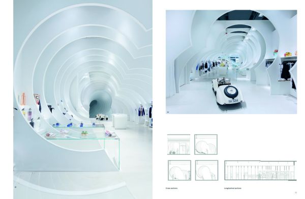 Book cover of Stylish Retail Store Interiors featuring black stepped shelving with shoes and scarves. Published by Images Publishing.