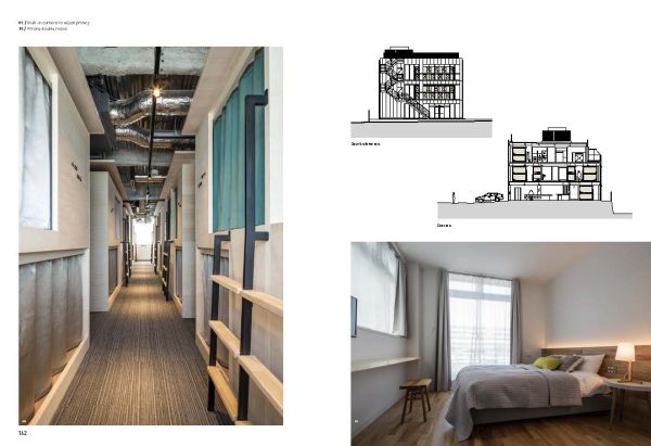 Book cover of Minshuku: Japanese-Style Guesthouses, featuring a minimalist wood interior, with low seats at table, and a Japanese screen. Published by Images Publishing.