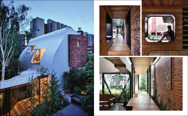 Book cover of Building Character: Transforming Old Homes for Modern Living, with a two story residential interior, with white dining table and chairs, and staircase leading to upper living space above. Published by Images Publishing.