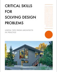 Book cover of Critical Skills for Solving Design Problems, with a modern gray flat roof building surrounded by large green trees. Published by Images Publishing.