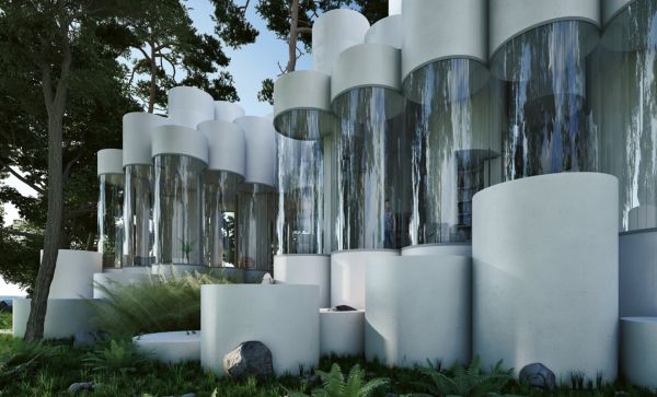 Book cover of Radical Living: Homes at the edge of architecture, with a tall, rounded edge building. Published by Images Publishing.