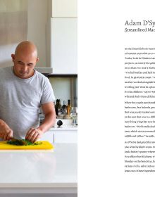 Book cover of Chefs' Kitchens, Inside the Homes of Australia's Culinary Connoisseurs, featuring a white interior kitchen with marble worktop, and knife block. Published by Images Publishing.