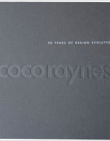 50 Years of Design Evolution in white font on grey woven cover, coco raynes in embossed font to centre.