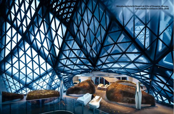 Book cover of Tectonism, Architecture for the 21st Century, with a close-up of Morpheus hotel in Macau. Published by Images Publishing.