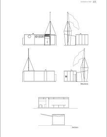 Book cover of Le Corbusier Public Buildings, with five architectural technical drawings. Published by Images Publishing.