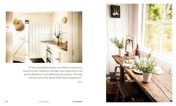 Book cover of Love Shacks: Romantic cabin charmers, modern getaways and rustic retreats around the world, with a coastal shack with couple sitting on steps. Published by Images Publishing.