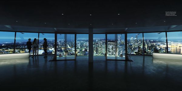 Book cover of New Heights, Transforming Seattle's Iconic Space Needle, with the saucer-shaped top of Seattle Space needle with yellow sunset behind. Published by Images Publishing.