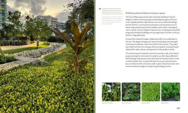 Book cover of Resilient Horizons: The Future of Landscape Architecture; featuring a garden with exotics trees and plants. Published by Images Publishing.