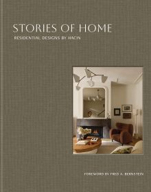 Book cover of Stories of Home: Residential Designs by Hacin; showcasing a modern living room with a fireplace, contemporary lighting, and warm-toned furnishings. Published by Images Publishing.